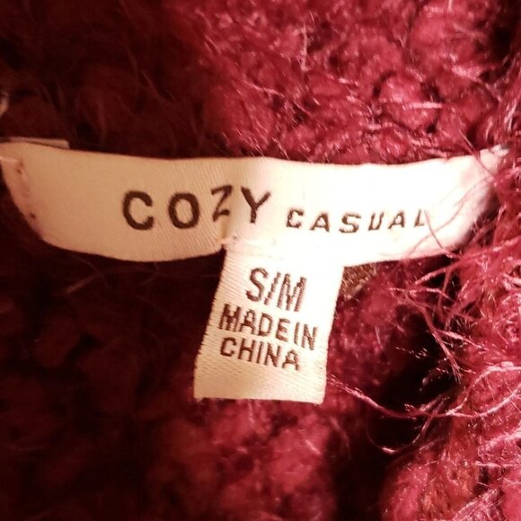 Cozy Casual Womens Maroon Soft Fuzzy Chunky Cardigan Sweater Small/medium - Picture 4 of 5